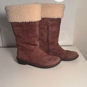 UGG Brown Suede Boots with Cream Fur
